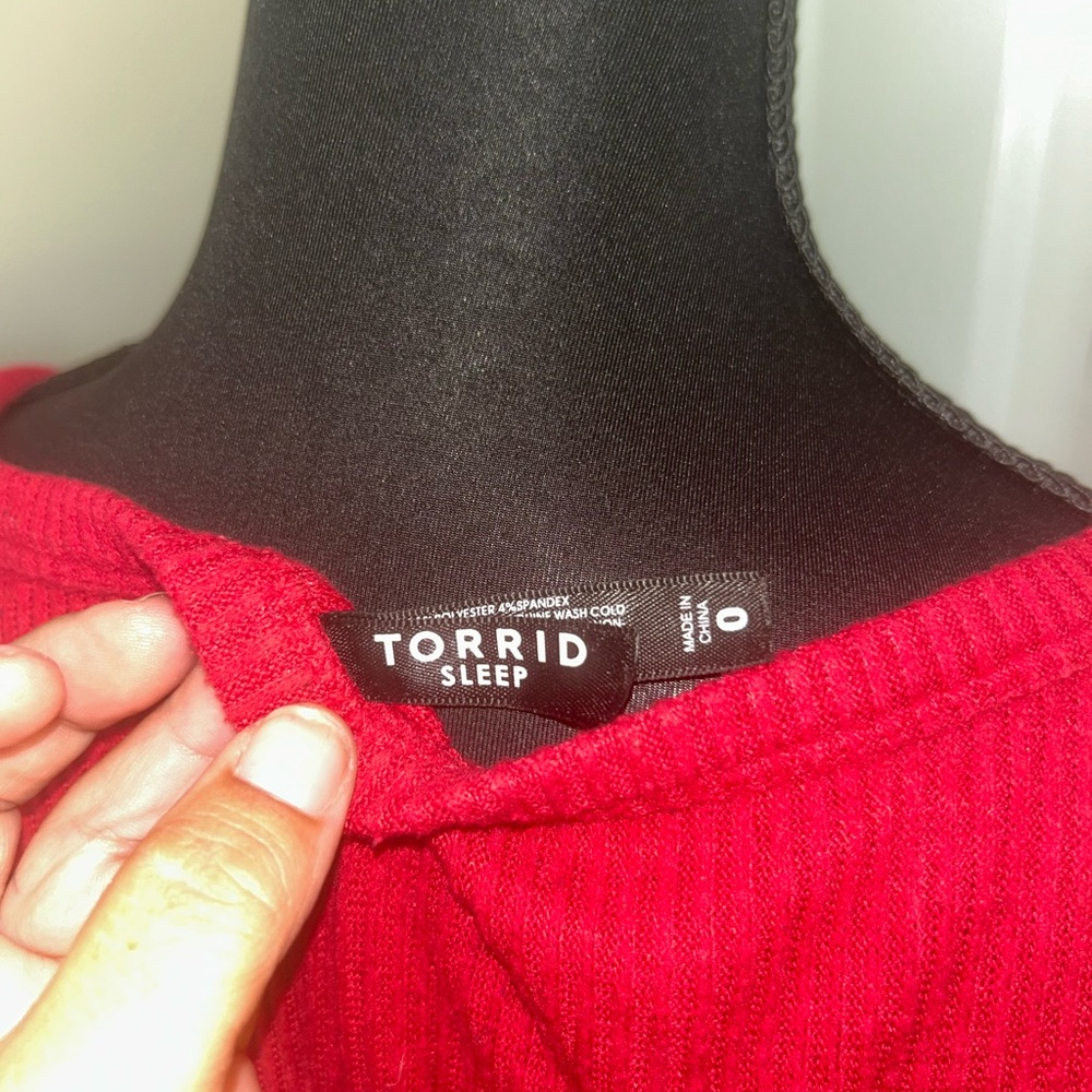 Torrid Red Long Sleeve Relaxed Pajama Romper - Picture 5 of 5